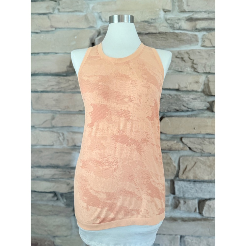Athleta Momentum Tank Top Womens Medium Orange Camo Jacquard Racerback 556387-08